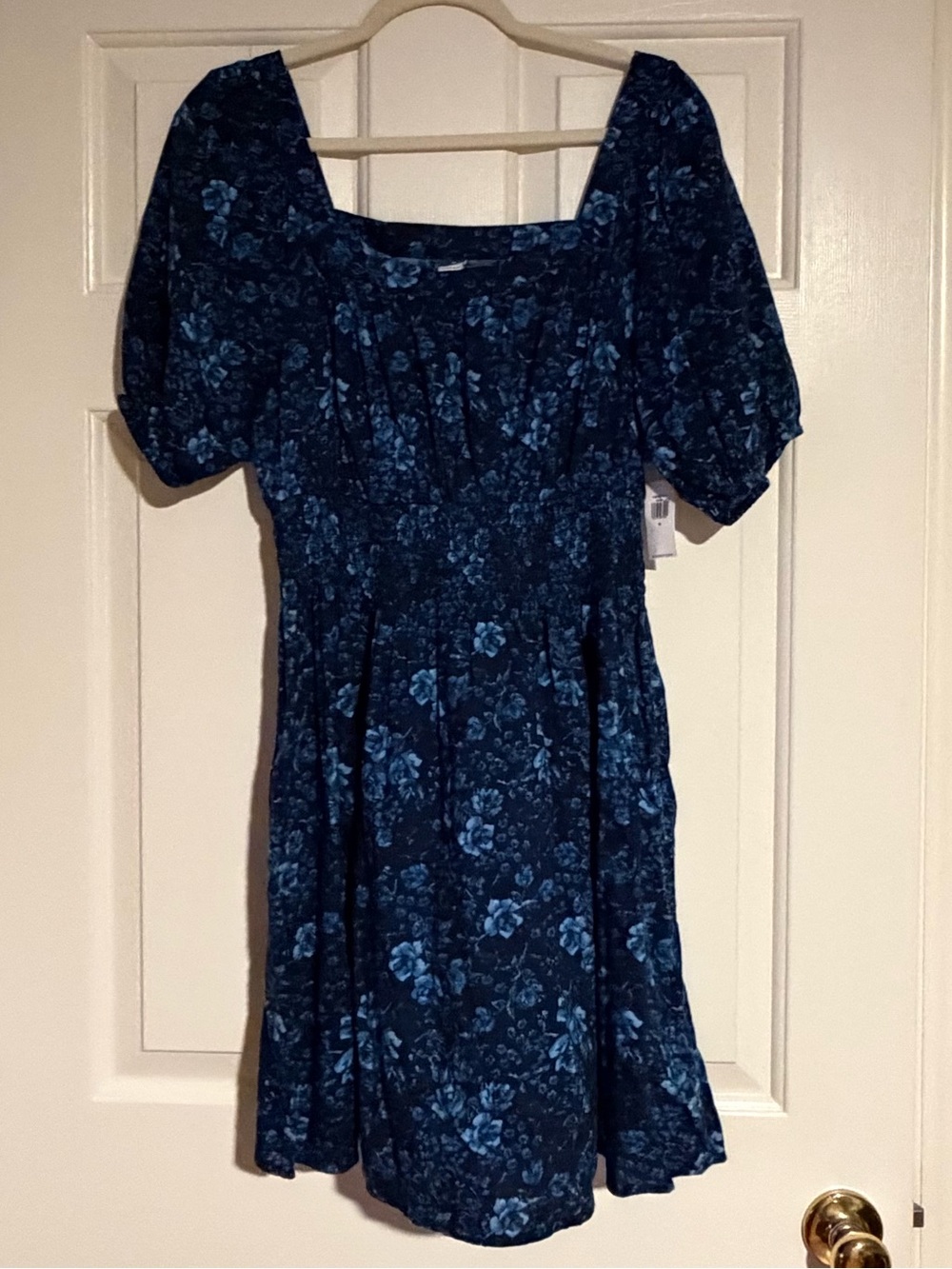 NWT Old Navy Square Neck Blue Floral Mini Dress
